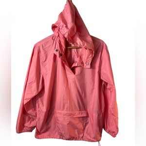 J Crew packable anorak with front packet & hood size medium in gorgeous pink.